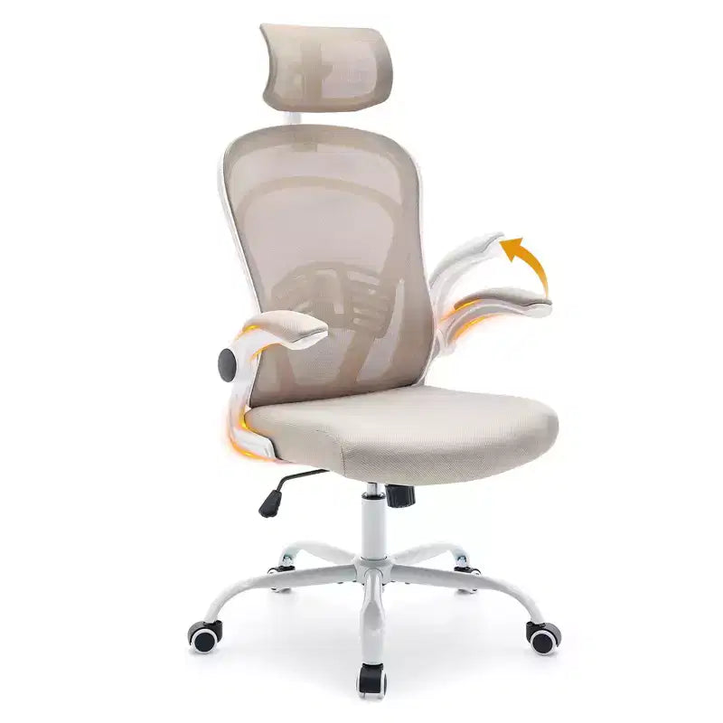 Chaise de bureau ergonomique avec accoudoirs relevables et support lombaire – Chaise de jeu à assise large pour bureau/chambre/domicile