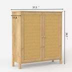 Buffet Moderne avec Portes et Étagères Réglables, Meuble de Cuisine Mid-Century, Meubles de Rangement à Portes en Rotin - Panipeachy