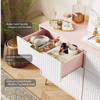 COZONY Commode cannelée à 6 tiroirs, commode moderne de 120 cm de large avec poignées en métal pour chambre et salon