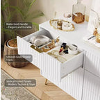 COZONY Commode cannelée à 6 tiroirs, commode moderne de 120 cm de large avec poignées en métal pour chambre et salon