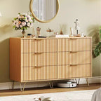 COZONY Fluted Dresser with 6 Drawers, 47 Wide Modern Chest with Metal Handles for Bedroom & Living Room