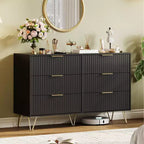 COZONY Commode cannelée à 6 tiroirs, commode moderne de 120 cm de large avec poignées en métal pour chambre et salon