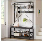 100CM Hall Tree with Shoe Bench, Metal + Particle Board,