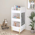 JVNOXK Kids Bookshelf with Chalkboard Side  Bear-Shaped Wooden Bookcase with 3-Tier Storage, Drawing Board for Toddlers, Toy and Book White