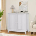 32 White Bathroom Storage Cabinet, Small Buffet Cabinet Freestanding Floor Cupboard with Adjustable Shelf - Panipeachy