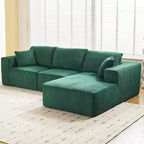 Canapé d'angle modulable Acekool en forme de L, 108 nuages, en velours côtelé, assise profonde, sans montage, pour salon, vert émeraude, angle droit
