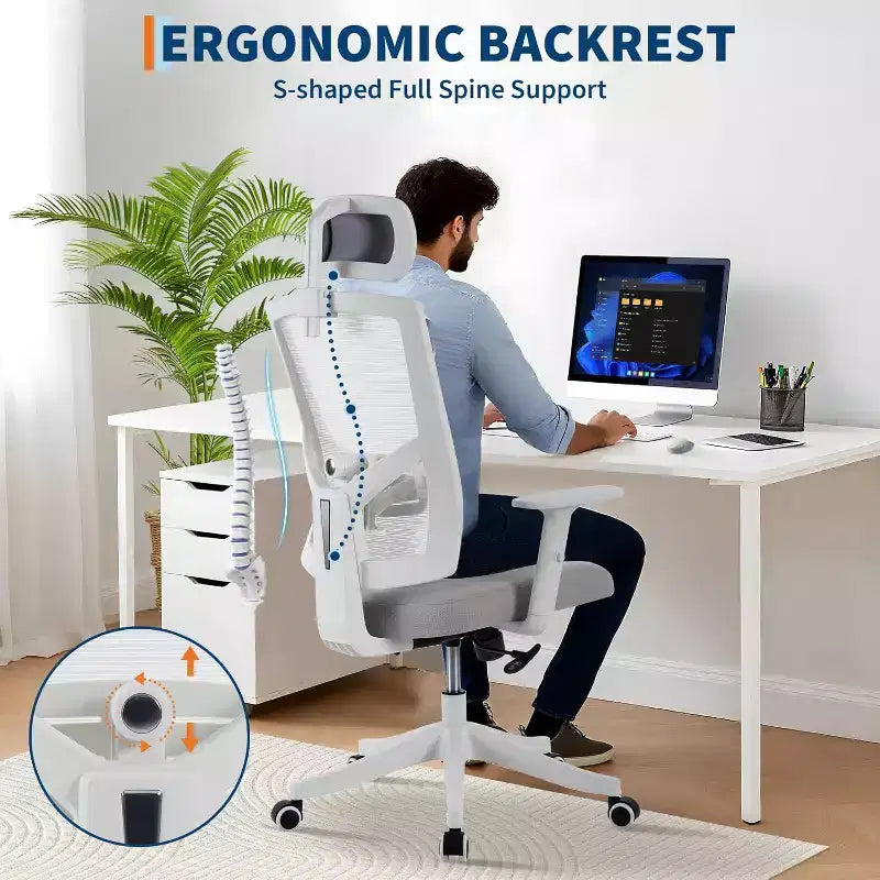 Chaise de bureau ergonomique en maille | Appui-tête rembourré et roulettes | Chaise de jeu/bureau pour salle d'e-sport, bureau, chambre