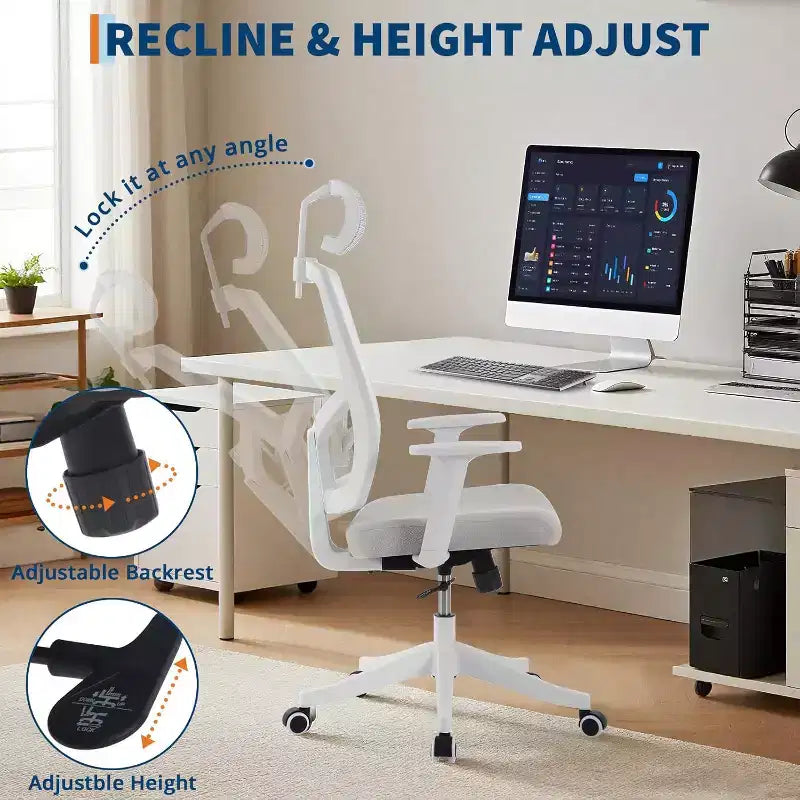 Chaise de bureau ergonomique en maille | Appui-tête rembourré et roulettes | Chaise de jeu/bureau pour salle d'e-sport, bureau, chambre