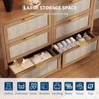 Commode à 6 tiroirs pour chambre à coucher, commode en rotin, commode bohème, commode en bois, table de chevet pour salon/placard/chambre à coucher