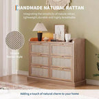 Commode à 6 tiroirs pour chambre à coucher, commode en rotin, commode bohème, commode en bois, table de chevet pour salon/placard/chambre à coucher