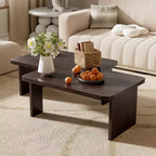 Ensemble de tables basses, design minimaliste rectangulaire, table combinée en bois polyvalente pour le bureau et le salon