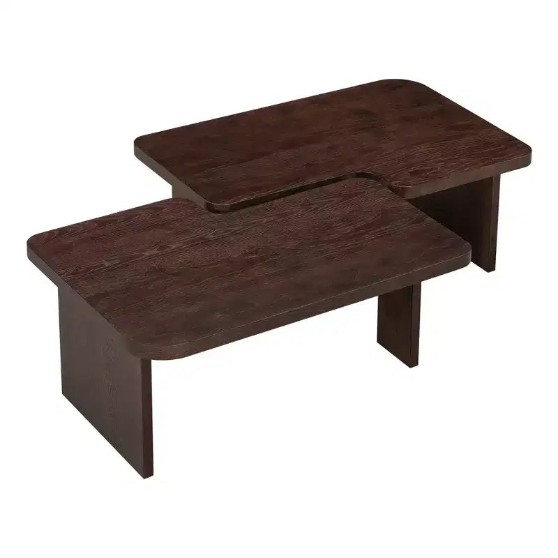 Ensemble de tables basses, design minimaliste rectangulaire, table combinée en bois polyvalente pour le bureau et le salon
