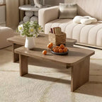 Ensemble de tables basses, design minimaliste rectangulaire, table combinée en bois polyvalente pour le bureau et le salon