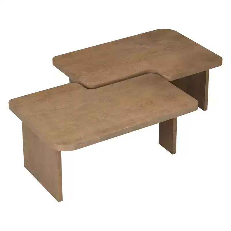 Ensemble de tables basses, design minimaliste rectangulaire, table combinée en bois polyvalente pour le bureau et le salon