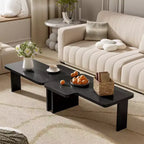 Ensemble de tables basses, design minimaliste rectangulaire, table combinée en bois polyvalente pour le bureau et le salon