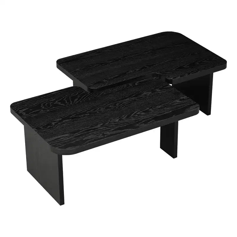 Ensemble de tables basses, design minimaliste rectangulaire, table combinée en bois polyvalente pour le bureau et le salon