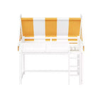 Lit mezzanine double/grand format avec baldaquin et toit, lit cabane en bois avec lumières LED et étagère à livres pour chambre de filles et de garçons