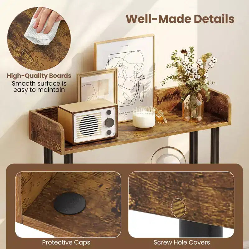 Costway Étagère 5 Niveaux 1/2 PCS, Bibliothèque Ouverte avec Kit Anti-Basculement, Meuble de Rangement pour Salon Noir/Brun Rustique et Noir
