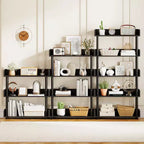 Costway Étagère 5 Niveaux 1/2 PCS, Bibliothèque Ouverte avec Kit Anti-Basculement, Meuble de Rangement pour Salon Noir/Brun Rustique et Noir