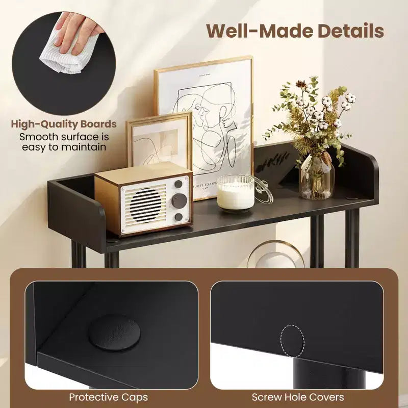 Costway Étagère 5 Niveaux 1/2 PCS, Bibliothèque Ouverte avec Kit Anti-Basculement, Meuble de Rangement pour Salon Noir/Brun Rustique et Noir