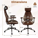Chaise de bureau ergonomique Costway avec appui-tête 2D, dossier inclinable et roulettes, chaise de jeu bleue/marron et beige/grise et bleue