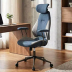 Chaise de bureau ergonomique Costway avec appui-tête 2D, dossier inclinable et roulettes, chaise de jeu bleue/marron et beige/grise et bleue