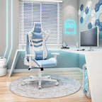 TUYOHW Chaise de jeu pivotante de 136 kg avec hauteur réglable, oreiller lombaire et appui-tête, roulettes, fauteuil de bureau ergonomique pour le bureau et la maison