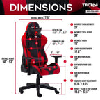 Chaise de jeu ergonomique réglable TUYOHW, chaises de bureau pivotantes à 360° avec oreiller cervical et lombaire, chaise inclinable de 90 à 150° pour le bureau et la maison, 113 kg max, rouge