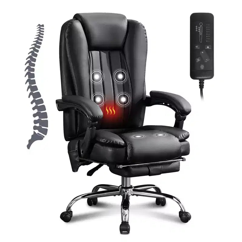 TUYOHW Chaise de massage Chaise de patron pour bureau, Chaise de bureau ergonomique pivotante à 360° avec repose-pieds, Chaise d'ordinateur inclinable avec hauteur réglable, Noir