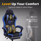 Fauteuil de jeu Costway avec appuie-tête, support lombaire, accoudoirs articulés, dossier inclinable Noir et blanc/Bleu marine et noir