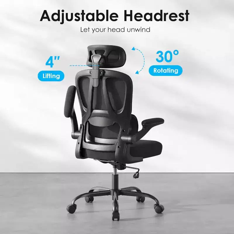 Chaise de bureau ergonomique en maille TUYOHW avec support lombaire réglable, appui-tête et accoudoirs relevables, chaise de bureau à domicile pour l'étude, salle de jeux