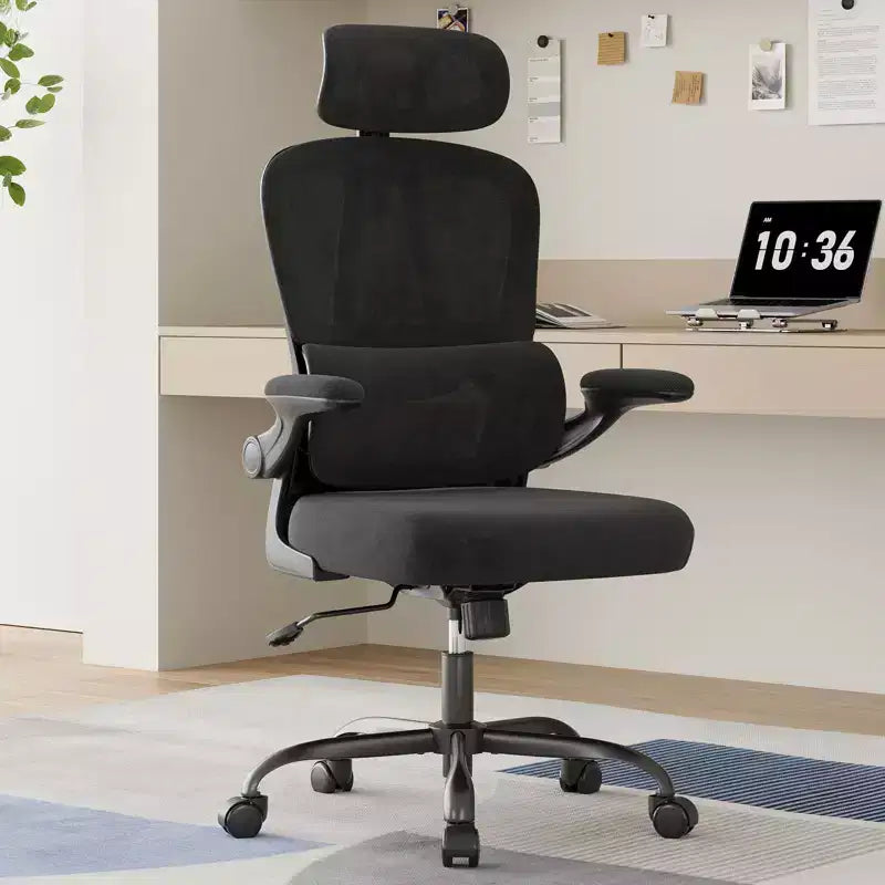TUYOHW Ergonomic Mesh Office Chair with Adjustable Lumbar Support,Headrest & Flip-Up Armrests,Home Office Desk Chair for Study,Gaming Room