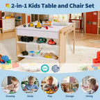Table d'activités pour enfants avec 2 chaises, ensemble de table d'activités convertible en étagères de rangement, bureau de bricolage pour enfants avec 3 boîtes de rangement