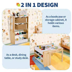 Table d'activités pour enfants avec 2 chaises, ensemble de table d'activités convertible en étagères de rangement, bureau de bricolage pour enfants avec 3 boîtes de rangement
