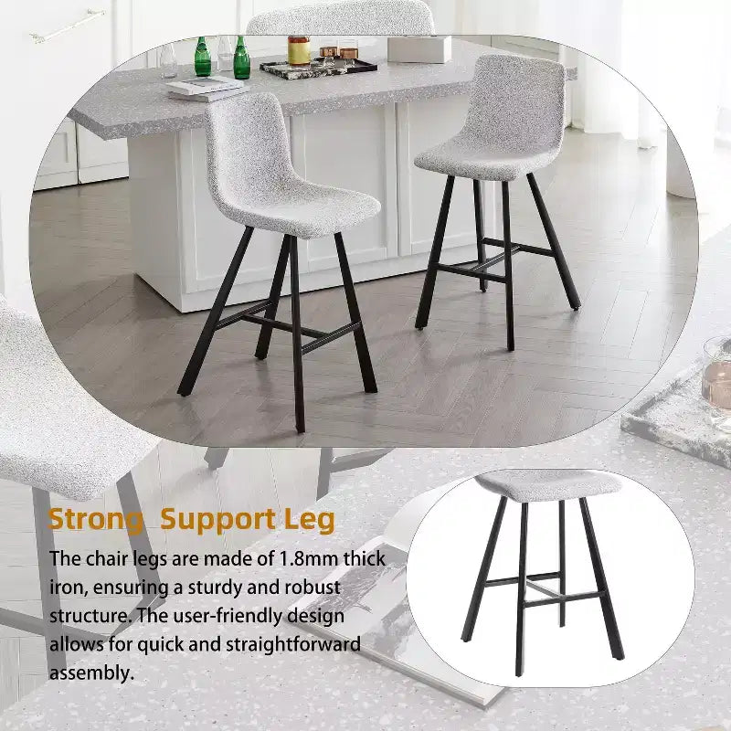 TUYOHW 26H Tabourets de bar élégants avec dossier ergonomique, lot de 2, tabourets de bar hauteur comptoir pour îlot de cuisine, cadre en métal robuste, capacité de 136 kg