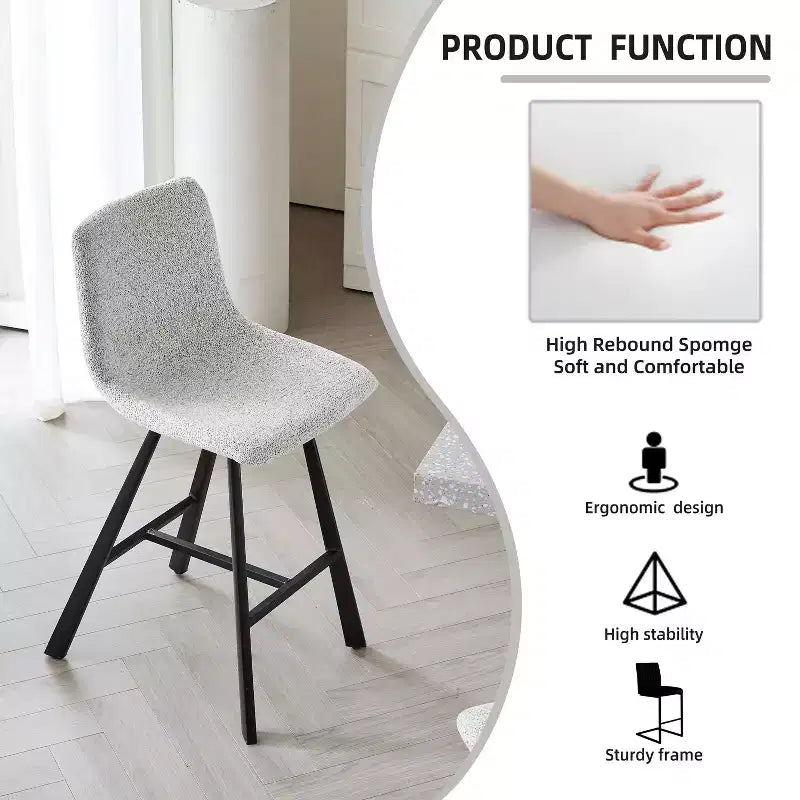 TUYOHW 26H Tabourets de bar élégants avec dossier ergonomique, lot de 2, tabourets de bar hauteur comptoir pour îlot de cuisine, cadre en métal robuste, capacité de 136 kg