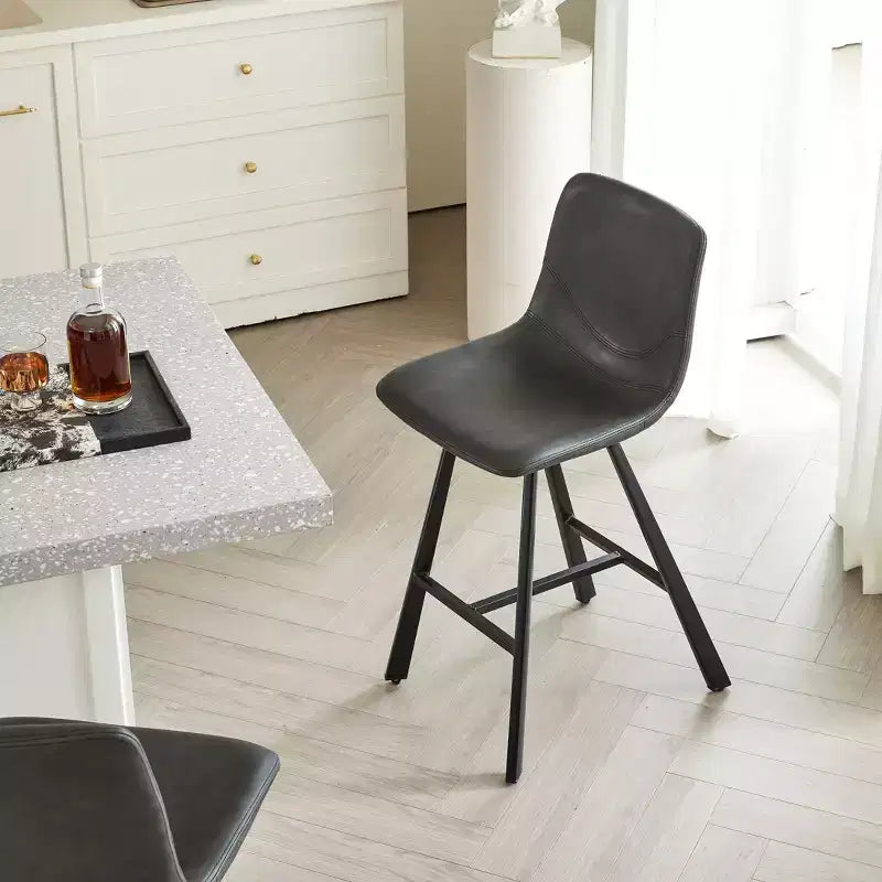 TUYOHW 26H Tabourets de bar élégants avec dossier ergonomique, lot de 2, tabourets de bar hauteur comptoir pour îlot de cuisine, cadre en métal robuste, capacité de 136 kg