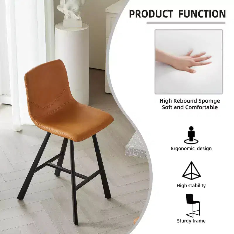 TUYOHW 26H Tabourets de bar élégants avec dossier ergonomique, lot de 2, tabourets de bar hauteur comptoir pour îlot de cuisine, cadre en métal robuste, capacité de 136 kg