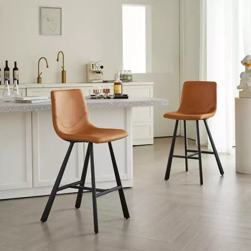 TUYOHW 26H Tabourets de bar élégants avec dossier ergonomique, lot de 2, tabourets de bar hauteur comptoir pour îlot de cuisine, cadre en métal robuste, capacité de 136 kg