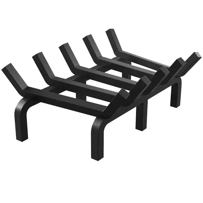 Fireplace Grate, 3/4 Steel Fireplace Log Holder with 6 Support Legs & 5 Bars, Firewood Burning Rack for Fireplace, Outdoor In-ground Firepit