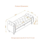 MAYEERTY 64.5 Banc de lit pour chambre à coucher, chaise longue capitonnée avec rangement, revêtement en velours noir