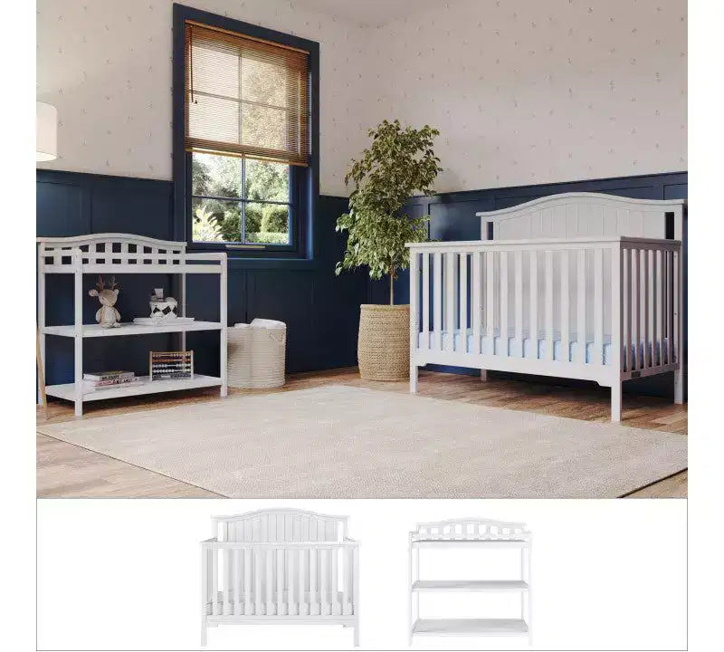 Child Craft Hampton Arch Top Crib and Changing Table Nursery Set, 2-Piece, Includes 4-in-1 Convertible Crib and Changing Table