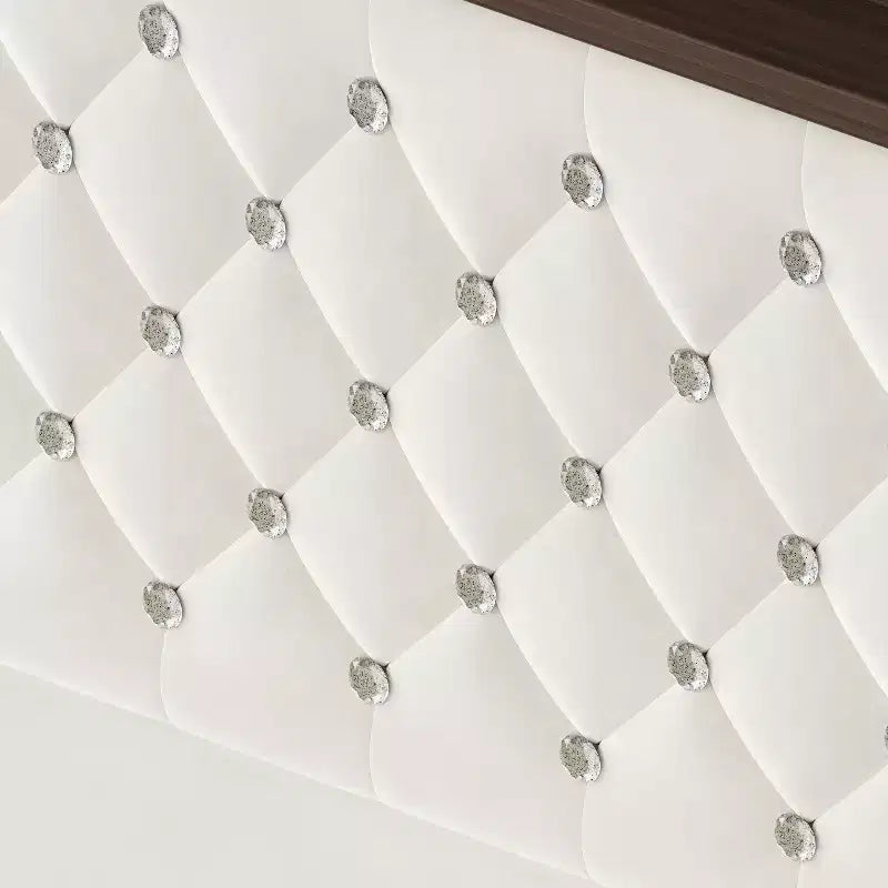 Cadre de lit plateforme capitonné en velours, taille Full/Queen, avec port USB et veilleuse, lit plateforme à dossier incurvé avec tête de lit décorée de rivets et étagère