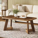 Lantine Coffee Table, Farmhouse Center Table with V-Shaped Legs, 47.2 x 23.6 Inches Rectangle Living Room Tables, Easy to Assemble, Rustic Brown