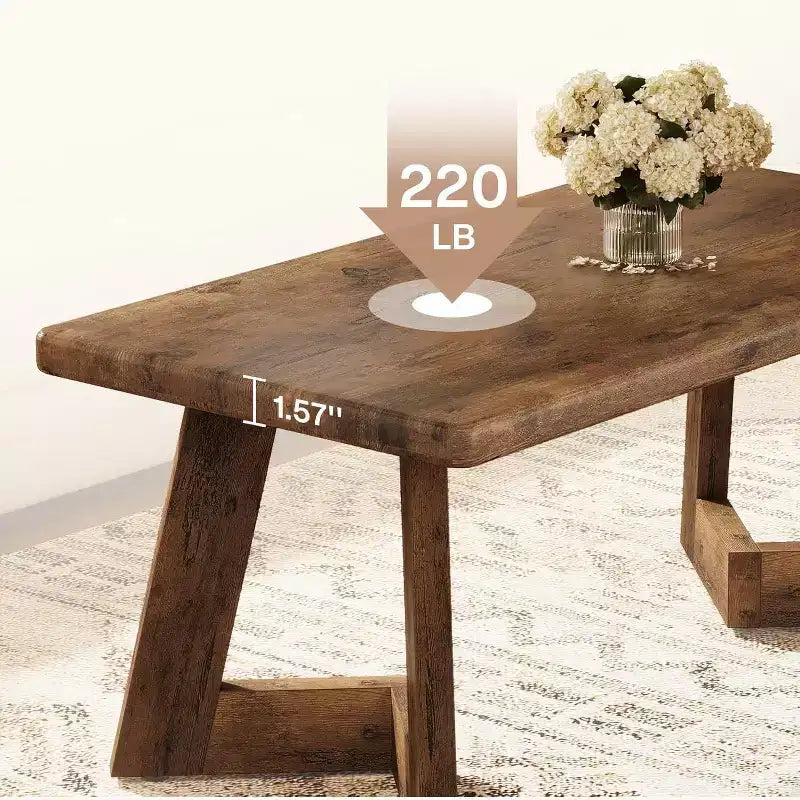 Table basse Lantine, table basse de ferme avec pieds en V, tables de salon rectangulaires de 120 x 60 cm, facile à assembler, marron rustique