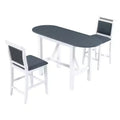 3 Piece Dining Set, Extendable Drop Flap Table with 2 Chairs, Space-Saving Sturdy Rubber Wood Kitchen Table Set for 2, Home Restaurant