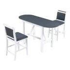 3 Piece Dining Set, Extendable Drop Flap Table with 2 Chairs, Space-Saving Sturdy Rubber Wood Kitchen Table Set for 2, Home Restaurant