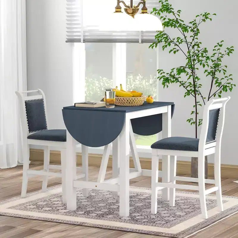 Ensemble de salle à manger 3 pièces, table à abattants extensibles avec 2 chaises, ensemble table de cuisine en bois d'hévéa robuste peu encombrant pour 2 personnes, maison, restaurant