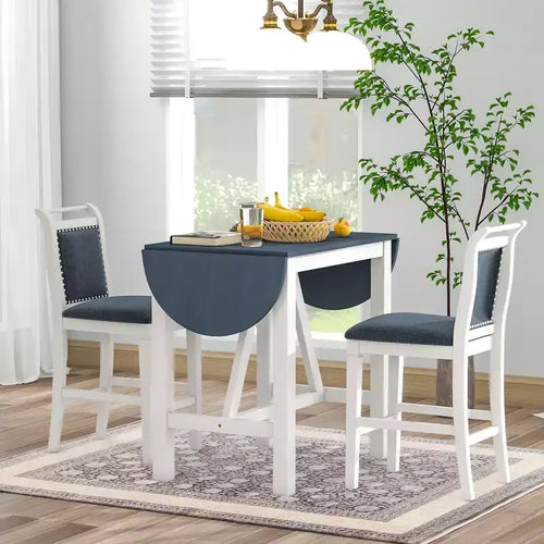 Ensemble de salle à manger 3 pièces, table à abattants extensibles avec 2 chaises, ensemble table de cuisine en bois d'hévéa robuste peu encombrant pour 2 personnes, maison, restaurant