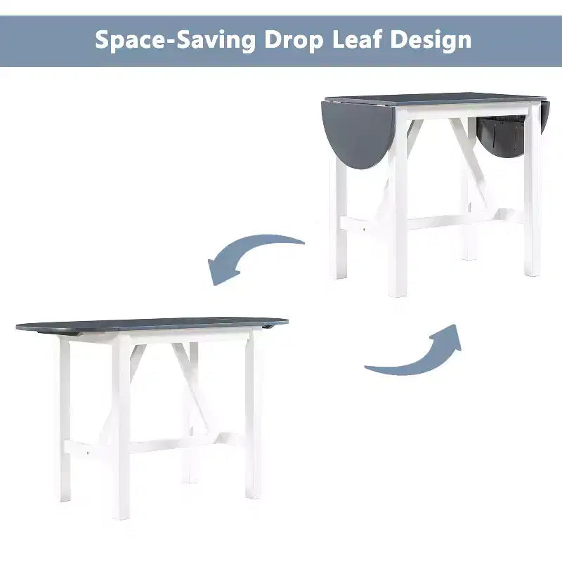 Ensemble de salle à manger 3 pièces, table à abattants extensibles avec 2 chaises, ensemble table de cuisine en bois d'hévéa robuste peu encombrant pour 2 personnes, maison, restaurant